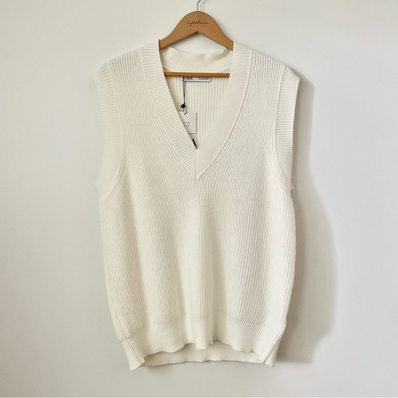 NWT Zara Knit V Neck Oversized Sleeveless Sweater, Sz Small - Picture 11 of 15